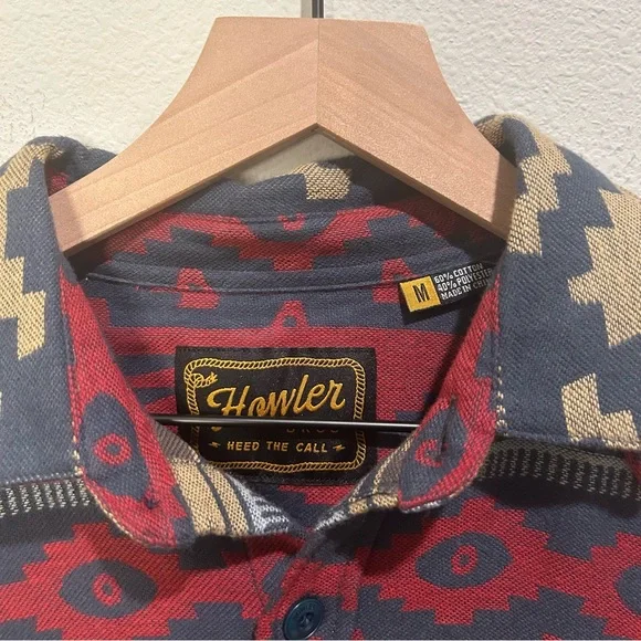 Howler Brothers Sheridan Flannel Shirt M – Blue Crimson Aztec – NWT - Picture 2 of 4